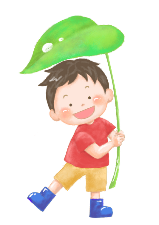 秋雨の日に傘を差し体のだるさを感じている人のイラスト