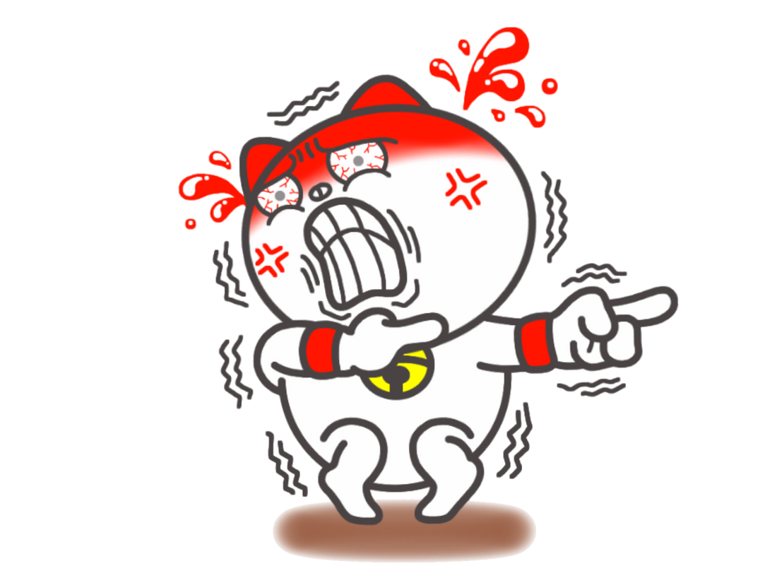 強く歯を食いしばり体に力が入っているキャラクターのイラスト