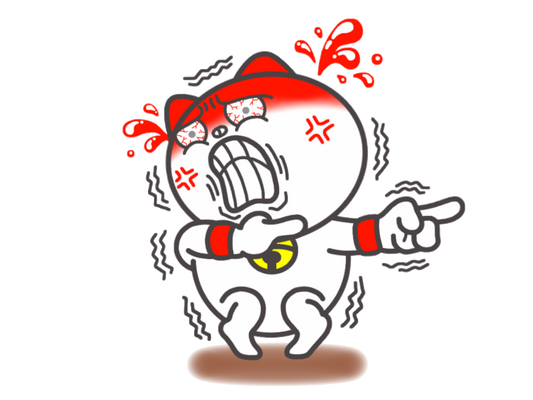 強く歯を食いしばり体に力が入っているキャラクターのイラスト