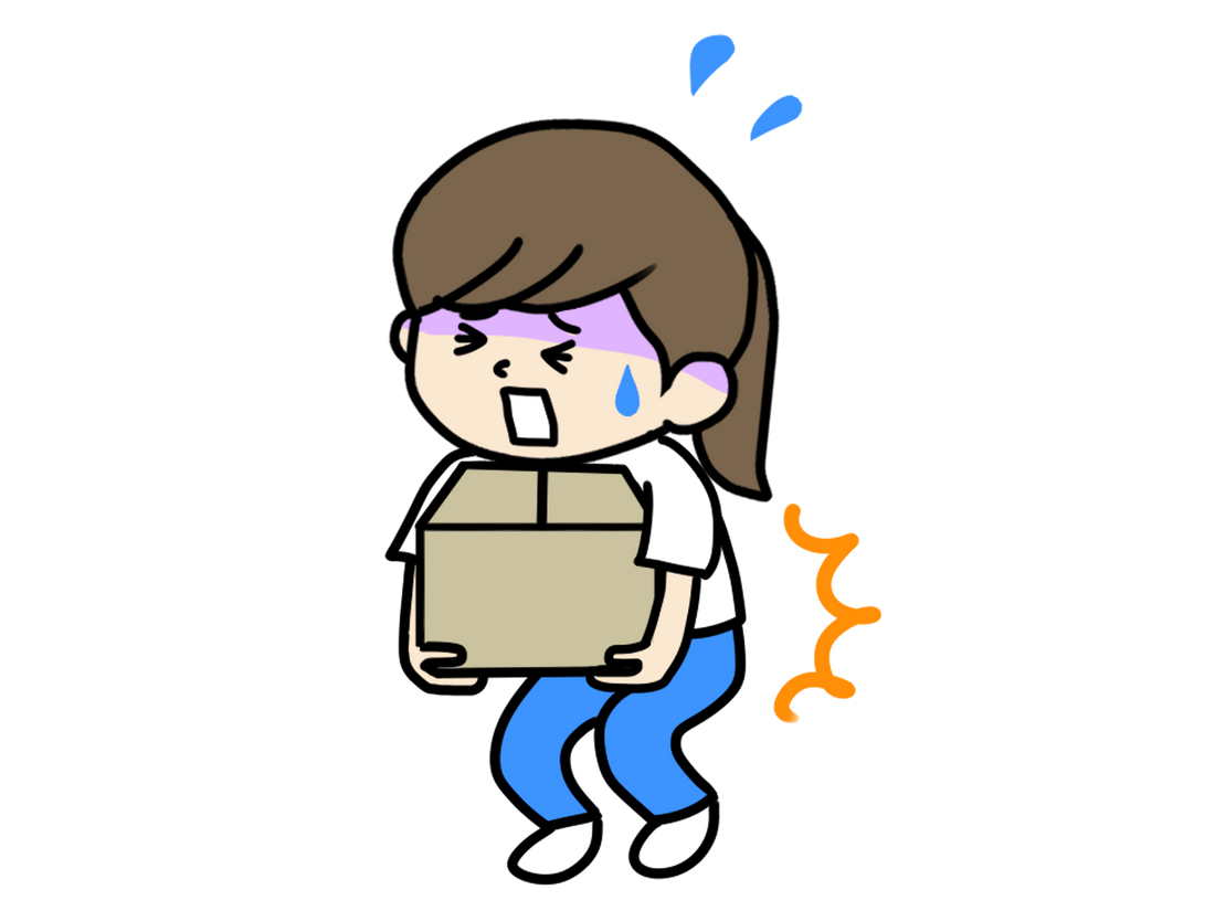 年末の大掃除中に腰を押さえる人物のイラスト