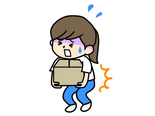 年末の大掃除中に腰を押さえる人物のイラスト