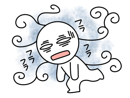 疲れがたまり元気なく歩く人物のイラスト
