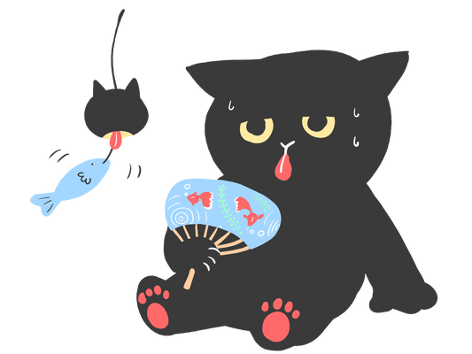 残暑の疲れを朝昼夜の習慣で整える人物のイラスト