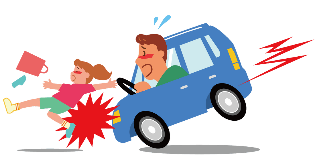 追突事故の衝撃で首や腰を痛めた運転者のイラスト