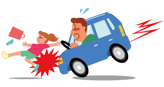 追突事故の衝撃で首や腰を痛めた運転者のイラスト
