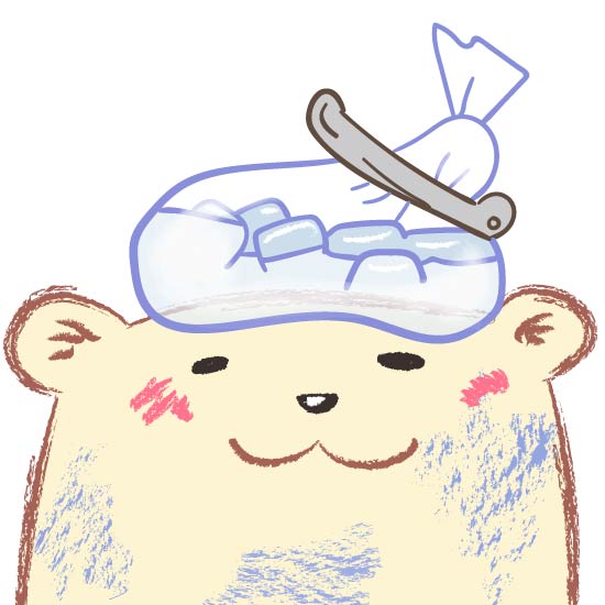 痛みがある部位を冷やすか温めるか迷う場面を表したイラスト